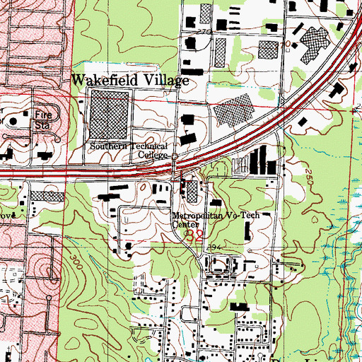 Topographic Map of Evening High School, AR