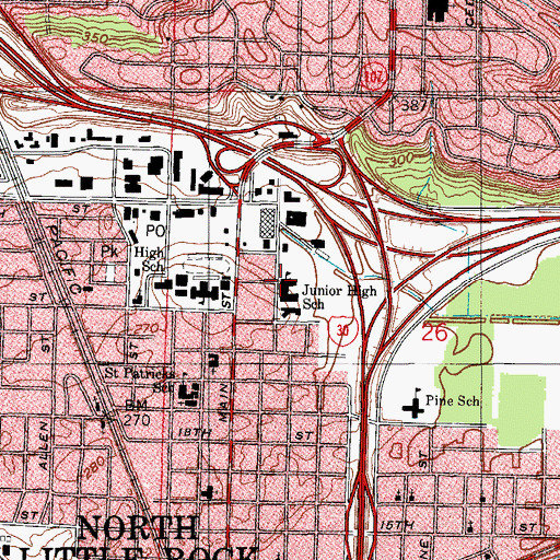 Topographic Map of Central Sixth Grade School, AR