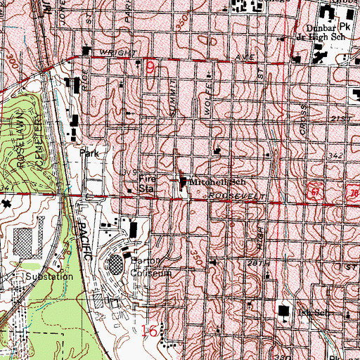Topographic Map of Mitchell Incentive Elementary School, AR