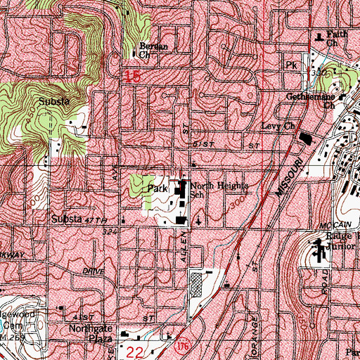 Topographic Map of North Heights Elementary School, AR