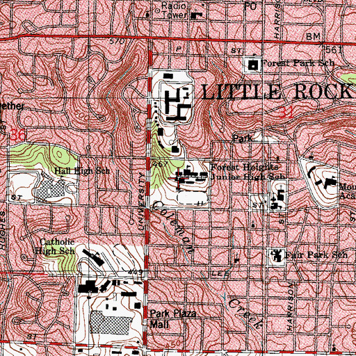 Topographic Map of Forest Heights STEM Academy, AR