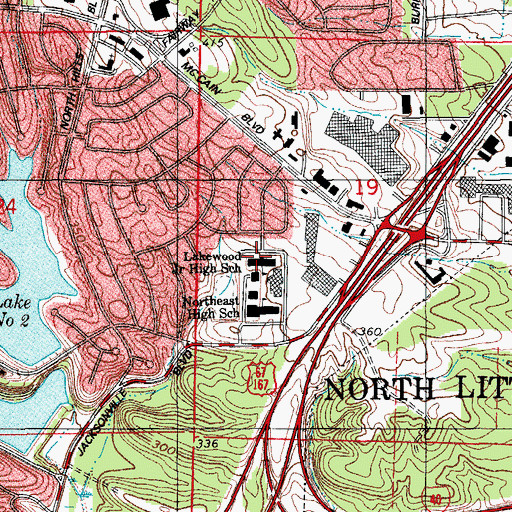 Topographic Map of North Little Rock Middle School, AR