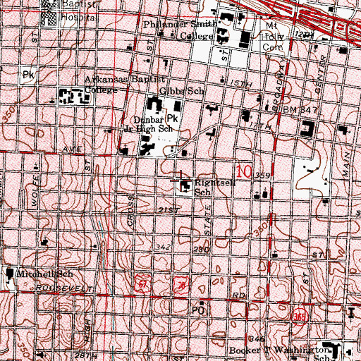 Topographic Map of Rightsell Incentive Elementary School, AR