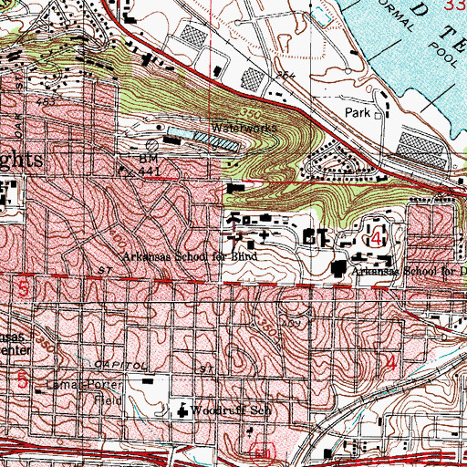 Topographic Map of ARK. SCHOOL FOR THE BLIND H.S., AR