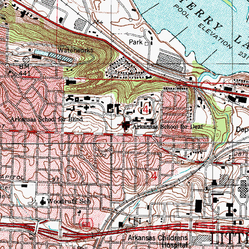Topographic Map of Arkansas School for the Deaf High School, AR
