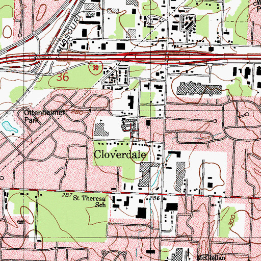 Topographic Map of Cloverdale Middle School, AR