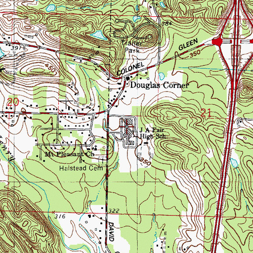 Topographic Map of J A Fair High School, AR
