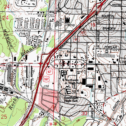 Topographic Map of Jacksonville Middle School, AR