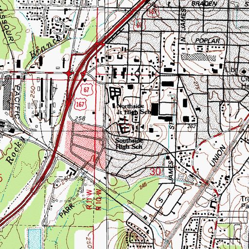 Topographic Map of Jacksonville Junior High School, AR
