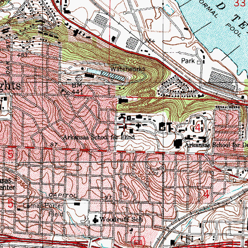 Topographic Map of ARK. SCHOOL FOR THE BLIND ELEM, AR