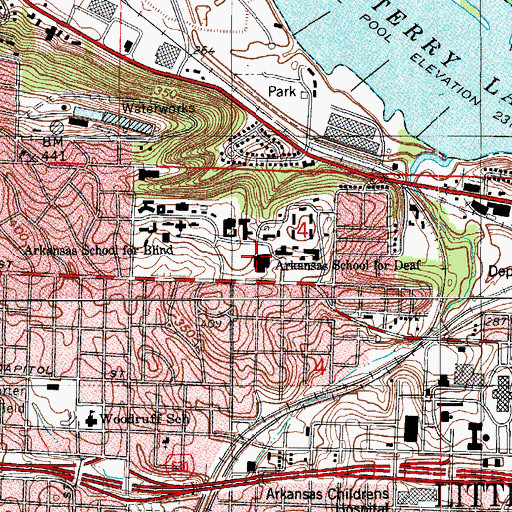 Topographic Map of Arkansas School for the Deaf Elementary School, AR
