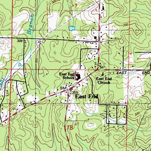 Topographic Map of East End Elementary School, AR