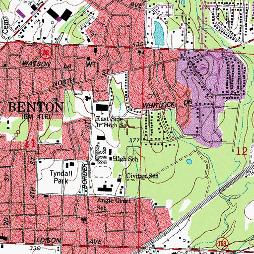 Topographic Map of Benton Middle School, AR
