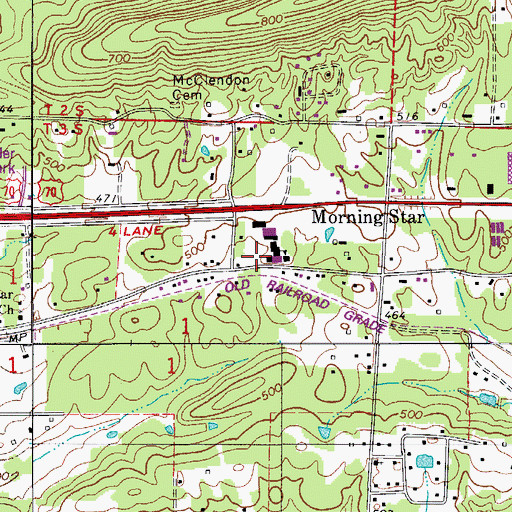 Topographic Map of Cutter - Morning Star Elementary School, AR