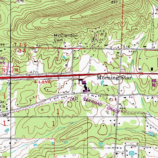 Topographic Map of Cutter - Morning Star High School, AR