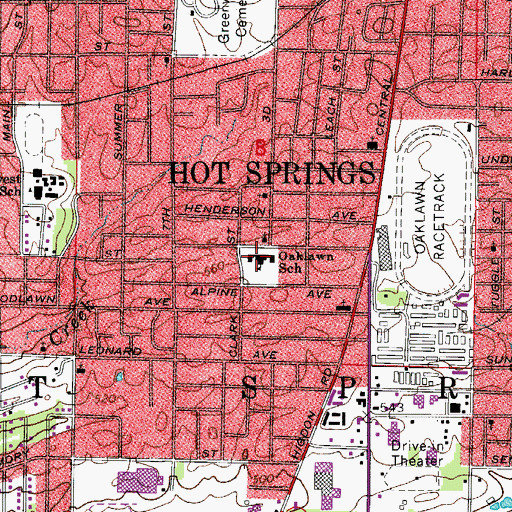 Topographic Map of Oaklawn Magnet School, AR
