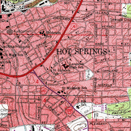 Topographic Map of Langston Magnet School, AR