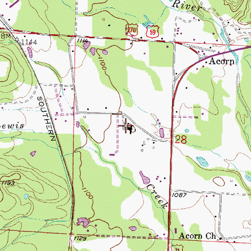 Topographic Map of Acorn Elementary School, AR