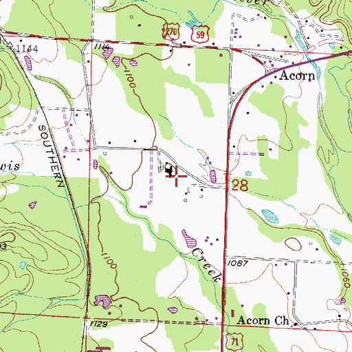 Topographic Map of Acorn High School, AR