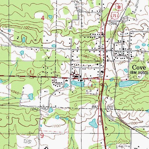 Topographic Map of Van Cove High School, AR