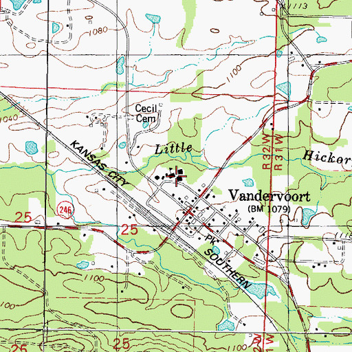 Topographic Map of Van Cove Elementary School, AR