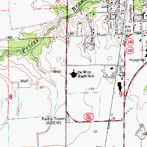 Topographic Map of Dewitt High School, AR