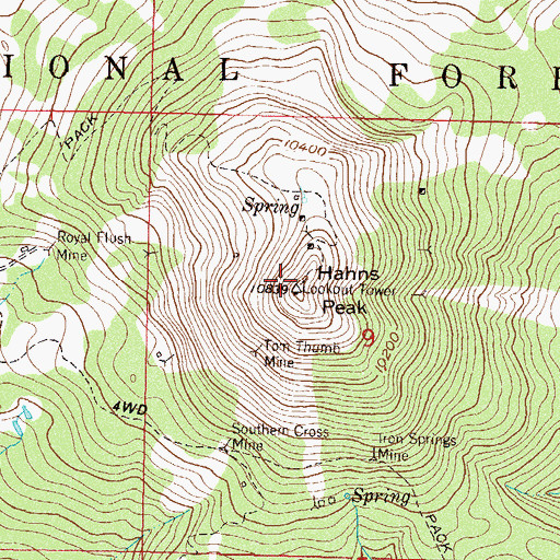 Topographic Map of Hahns Peak, CO