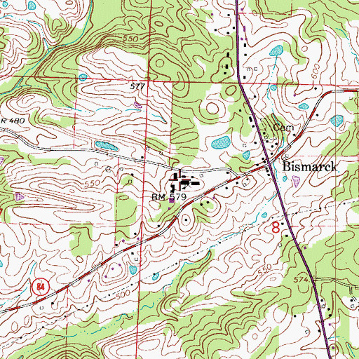 Topographic Map of Bismarck Middle School, AR