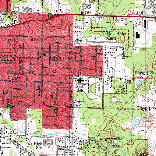 Topographic Map of L. C. Smith Elementary School, AR