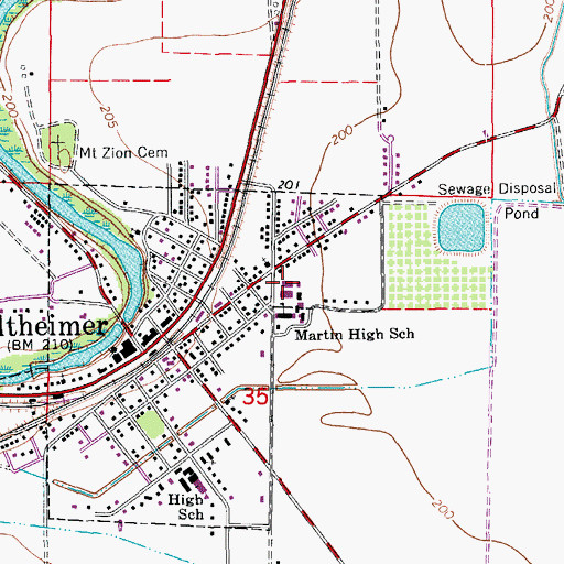 Topographic Map of Martin Elementary School, AR