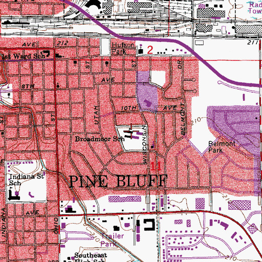 Topographic Map of Broadmoor Elementary School, AR