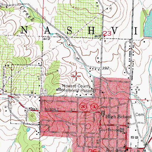 Topographic Map of Nashville Junior High School, AR