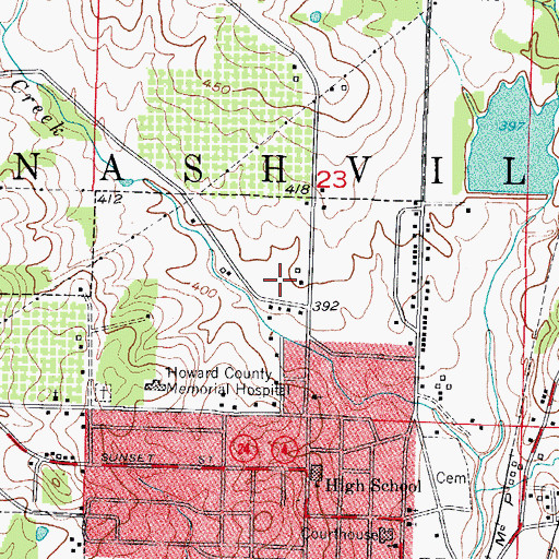 Topographic Map of Nashville High School, AR