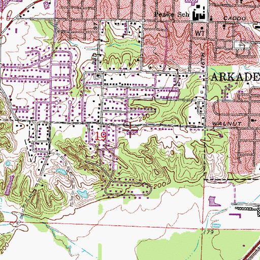 Topographic Map of Louisa Perritt Primary School, AR