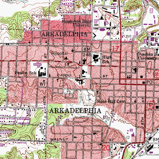 Topographic Map of Goza Middle School, AR