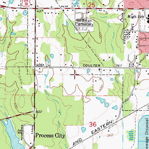 Topographic Map of De Queen High School, AR