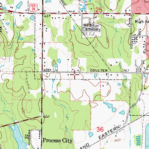 Topographic Map of De Queen Middle School, AR