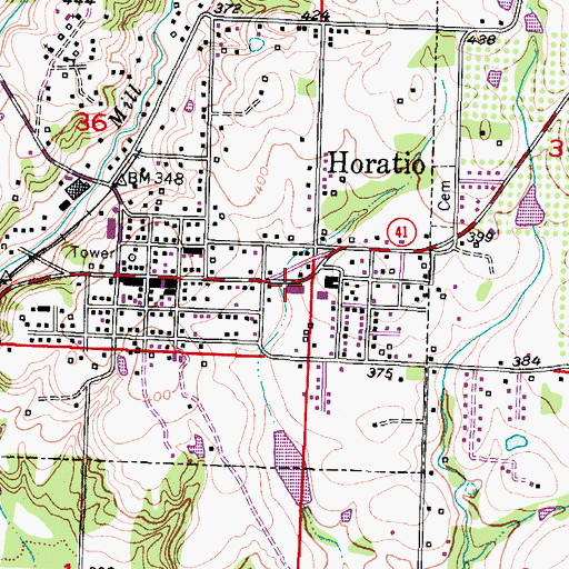 Topographic Map of Horatio Elementary School, AR