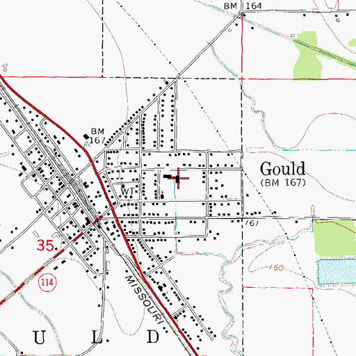 Topographic Map of Gould Middle School, AR