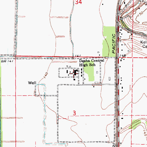 Topographic Map of Delta High School, AR