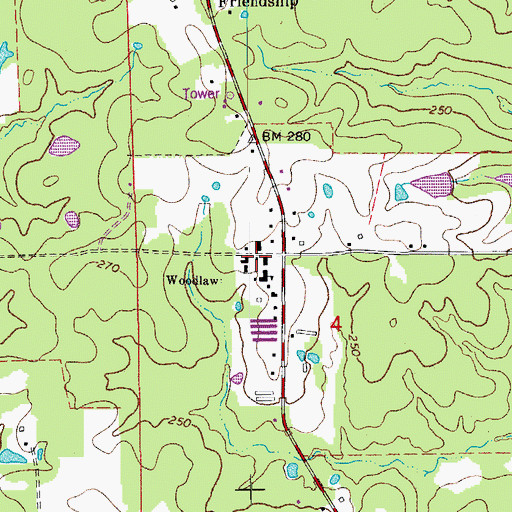 Topographic Map of Woodlawn Elementary School, AR