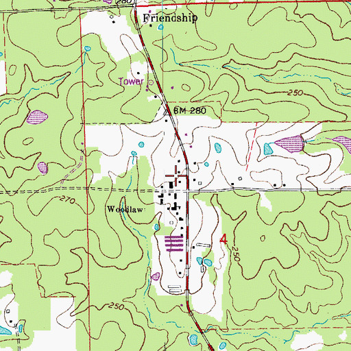 Topographic Map of Woodlawn High School, AR