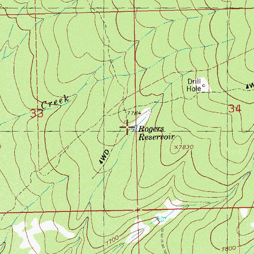 Topographic Map of Rogers Reservoir, CO