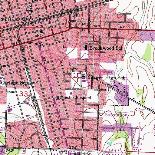 Topographic Map of Yerger Junior High School, AR