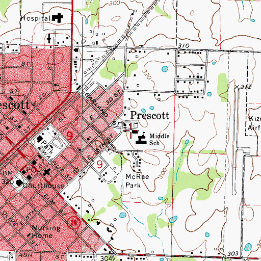 Topographic Map of McRae Middle School, AR