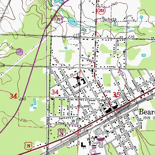 Topographic Map of Bearden Middle School, AR