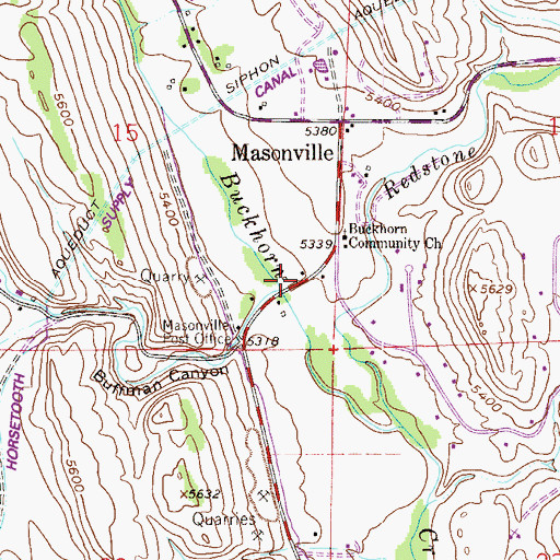 Topographic Map of Masonville Post Office, CO