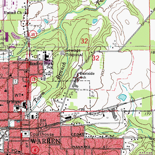 Topographic Map of Eastside Primary School, AR
