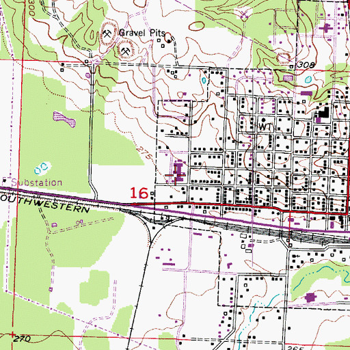 Topographic Map of Lafayette County Middle School, AR