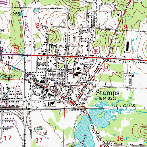 Topographic Map of Lafayette County East Elementary School, AR